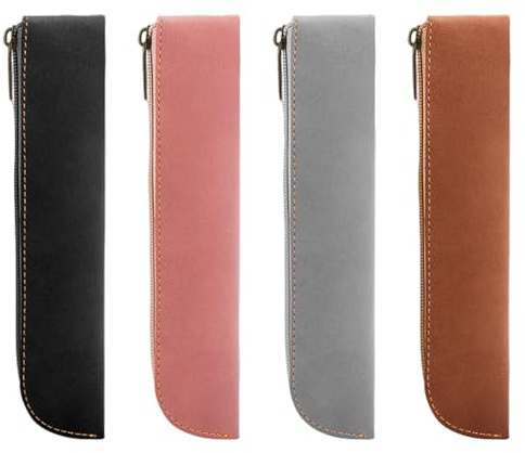 Confezione Da 4 Astucci Retrò In Pelle Pu, Semplici E Alla Moda, Portatili - Forniture Di Cancelleria Per Studenti
