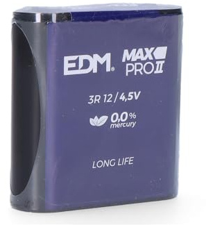 Pila Long Life Tipo petaca 3LR 12, 4.5V, Dimensiones 62x22x65mm, Ideal para Dispositivos electrónicos y Juguetes.
