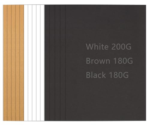 YSDMY 60Stück Postkarten Blanko A4 Kraftpapier 21 x 29,7 cm Kraftkarton zum Drucken 180-200g/m² Blanko Karten Postkarten Karteikarten Papier Karten für DIY Kreative Bastelprojekte (Schwarz/Weiß/Braun)