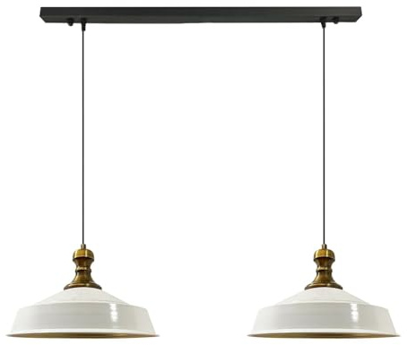 bamyum Asletl Hängelampe Ø41 cm, Pendelleuchte Vintage, Industrial aus Metall E27, Wohnzimmerlampe Hängend, Esstisch, Küchenlampe Weiß