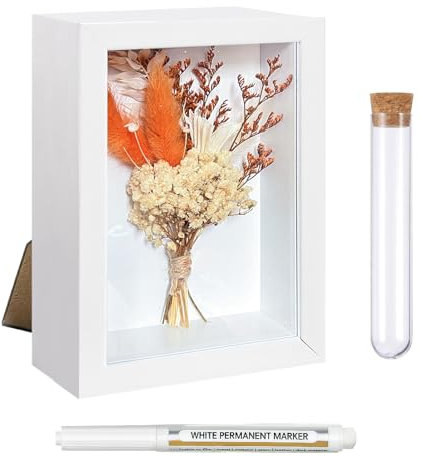 TAIHOBO Cornice Profonda, 12x17cm Cornice 3D, Cornice Profonda per Oggetti, Cornice Quadrata con Bouquet di Fiori Secchi Provette Pennarelli, da Appendere alla Parete o Sulla Scrivania Decorazioni