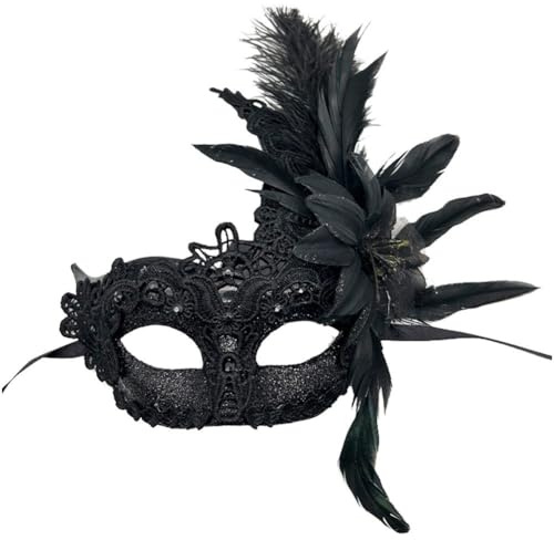 Keuyeo Fjädermask maskerad mask Mardi Gras maskeradbal födelsedagsfest fjäderdekoration damer maskerad masker