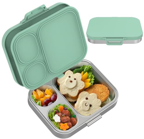 VITONIS Porta Pranzo per Bambini in acciaio inox,Acciaio Inossidabile 3 Scomparti Bento Lunch Box,Impermeabilizzazione Scatola per il pranzo adatta a bambini e adulti, Robusto e portatile