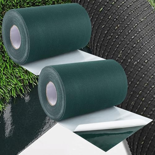 DAJAVE 2 unidades de cinta adhesiva para césped artificial de 15 cm x 10 m, cinta de césped artificial autoadhesiva, cinta de césped artificial para conexión, fijación, alfombra de césped verde