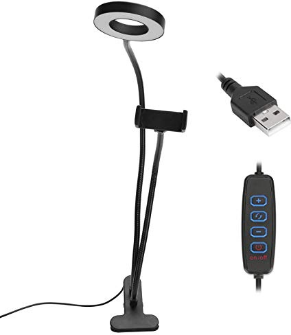 Anillo de Luz LED Portátil - Aro Luz Fotografia, Luz Video, 3 Modos de Color & 10 Niveles de Brillo, Soporte Giratorio 360°, Clip Fuerte, Compatible con Smartphones hasta 3.15
