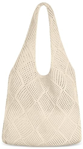 Aucuu Bolso de Hombro de Punto para Mujer, Bolso de Playa para Mujer-Marcador