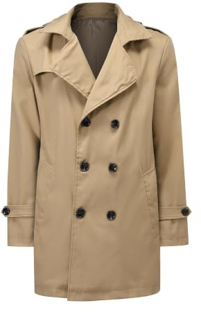 Allthemen Trench Uomo Corto Casual Cappotto Doppiopetto Transizione Leggero Coat Business Antivento Autunno