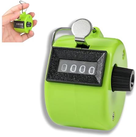 QinZiEn 4-Digit Clicker Counter,Handheld Counter Hand Mechanical Counters Clickers,Golf Counter Clicker,People Counter Clicker,Number Clicker Counter,Mechanical Tally Counter for Shots,Knitting,green
