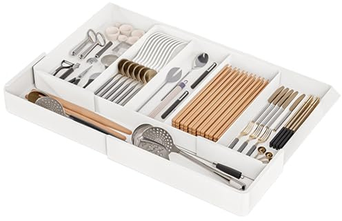 CHIZISX Caja de almacenamiento multifuncional para cajones, soporte eficaz para organizar la cocina, separador de cajones expandible para utensilios de cocina, inserto elegante