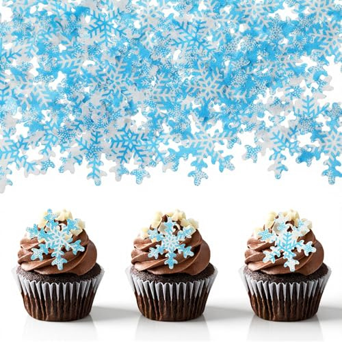 Nogeqi Lot de 50 décorations comestibles en papier gaufrette comestible pour cupcakes et gâteaux de Noël sur le thème de la Reine des neiges