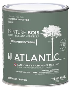 ID Peinture bois extérieurs - RAL 7033 Gris vert Noirmoutier - 750ML - ATLANTIC