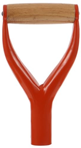 DECOMELODY Poignée de Remplacement en Bois et Fer pour Pelle et Bêche, Manche en Y Diamètre Intérieur 3,1 Cm, Ergonomique et Adaptée Creusage de Jardin