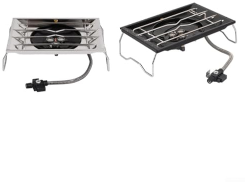 Mini réchaud à gaz d'extérieur pour camping et pique-nique, barbecue, design pliable avec bouclier coupe-vent, compatible avec le bureau IGT pour un transport facile (noir)