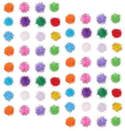Levemolo 300 Pièces Boules à Pompons Souples pour Chats Jouets Interactifs Colorés pour Chatons Lot Gros de Petits Balles Douces pour Plaisir et Chasse