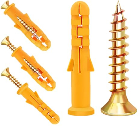 200 PCS Screws and Wall Plugs Set 100 x Masonry Self Tapping Screws M4 x 30mm and 100 x Expansion Pipe Anchor Bolts M6 x 30mm for Brick Masonry Concrete Drywall Tv Bracket Plasterboard Fixings Plaster