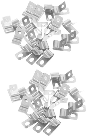 Alipis 100Pcs 304 Stainless Steel R-Type Cable Clamps High Temperature Resistant Metal Wire Clips for Cable Management, Hose Pipe Insulation, Electrical and Automotive Wiring