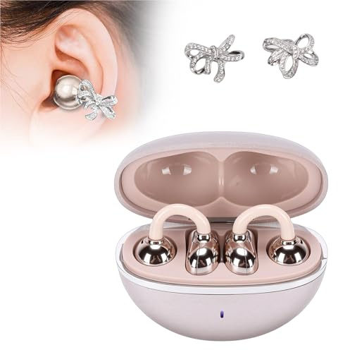 Annadue Von Schmetterlingen Inspirierte Clip On Ohrhörer | Bluetooth 6.0 Kopfhörer mit Offenem Ohr und Schmetterlingsohrringen, Stilvolle und Bequeme Clip On Ohrhörer für Frauen