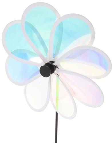 INOOMP Moulin à Vent Réfléchissant Oiseau pour Jardin Extérieur 25 CM Pales Film Coloré Résistant aux Intempéries Anti-Oiseaux Effet Visuel Brillant
