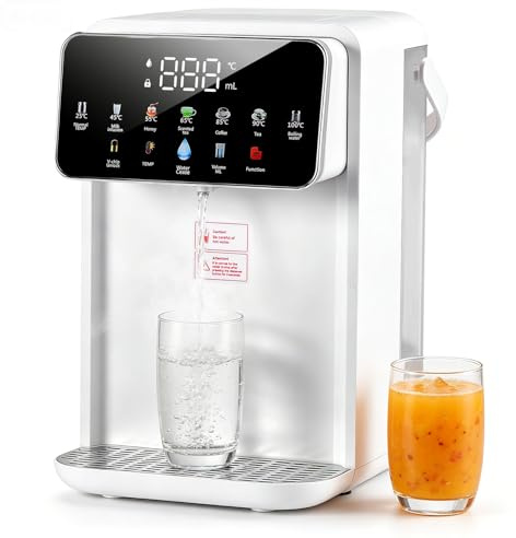 Instant Hot Water Dispenser 3.5L, Countertop Water Boiler with 7 Temperatures & 8 Sizes, LED Touchscreen, Night Light, Child Lock, for Tea, Coffee & Kitchen, White
