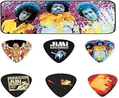JIM DUNLOP Plektrum Jimi Hendrix, Experienced, Medium, Schachtel aus Metall mit 12 Stück