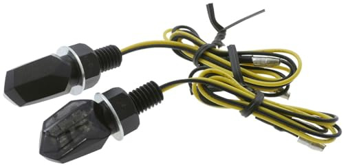 LED-Blinker Mini Paar Motorrad TINY schwarz getöntes Glas M8 23x13x15mm 12V | 2x LED-Blinker, universelle Einbauposition, schwarzes Kunststoffgehäuse, Diamantform, orange Lichtfarbe, M8-Gewindebolzen