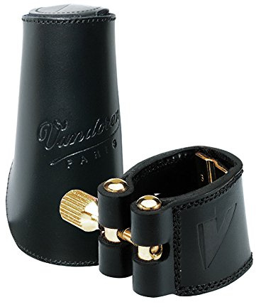 Vandoren LC27L - Abrazadera de cuero con boquillero para saxofón alto