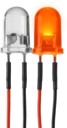 Lumetheus LED verkabelt 12 Volt 3mm Farbe orange 10 Stück verkabelte orangene Leuchtdioden mit Kabel verlötet