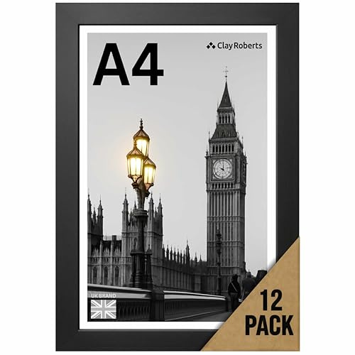A4 Black Photo Frame – Modern A4 Frame for Certificates, Pictures & Prints, Wall Hanging (Portrait or Landscape), Document & Poster Frame UK