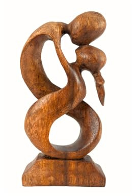 Statua Astratta Coppia Unione infinita H20 cm in legno Ombra Marrone