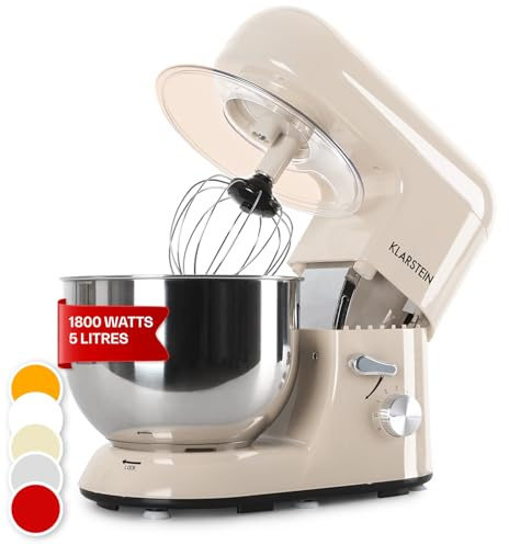 Klarstein Planetaria Professionale, Impastatrice Planetaria 5 Litri con Ciotola, Impastatrice Professionale 2000W per Pizza e Dolci a 6 Velocità, Pane con Gancio e Frusta