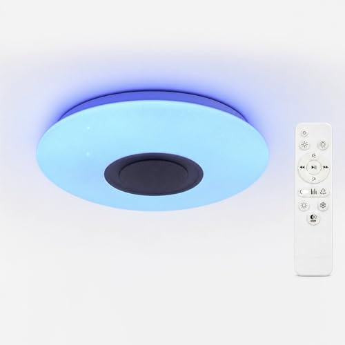 Horevo 24W Ø40cm LED Deckenlampen mit Bluetooth Lautsprecher | Fernbedienung, RGB, Farbwechsel, Dimmbar, Warmweiss Kaltweiss, Musik Lampe für Wohnzimmer Schlafzimmer
