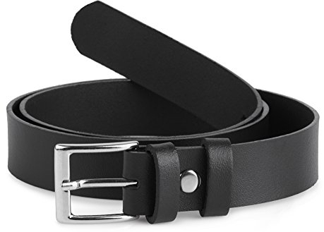 Ladeheid Kinder Gürtel Ledergürtel Mode Accessoire für Kinder Jungen Gürtel mit Schnalle 2,5 cm Breit K1D5 (Schwarz-1, 55 cm (Gesamtlänge 74 cm))