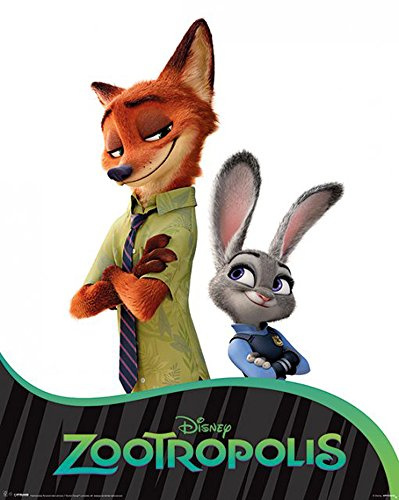 empireposter Zootropolis - Zoomania - Characters Hase Fuchs Film Movie Mini Poster 40x50 cm + 2 St Posterleisten Holz 40,5 cm
