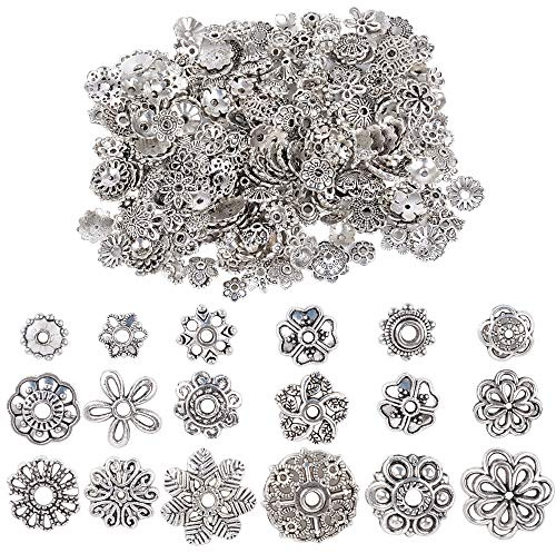 JNCH 100 g 6 – 10 mm Perlenschale Silber antik tibetisch Metall Kalotten Blume Caps Perlenkappen Zwischenperlen Kegel Unisex für Charms Herstellung Schmuck DIY Halskette Armband