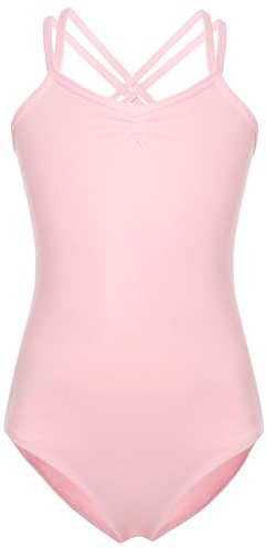 FONLAM Body da Danza Classica per Bambine Ragazze Body Ginnastica Artistica Body per Balletto Cotone (Rosa, 9-10 Anni)