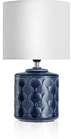Pauleen 48021 Tavolo Glowing Midnight Max. 20W E14 Lampada da Comodino Blu Bianco 230V Ceramica/Tessuto Senza Lampadina