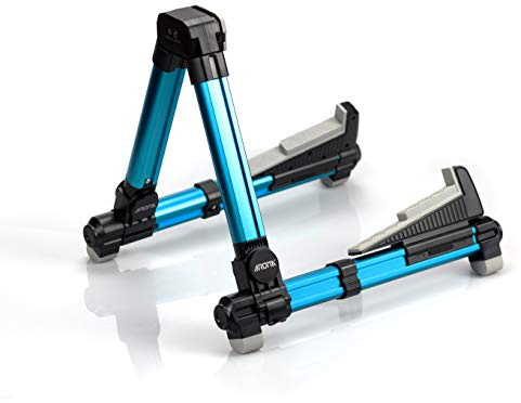 MEELAND Klappbarer Gitarrenständer, A-Rahmen, verstellbare und tragbare Gitarrenablage für klassische Gitarre, Akustikgitarre, E-Gitarre, Bass und Ukulele, ideal für Bühne und Zuhause, Blau