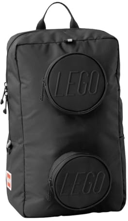 LEGO® Signature Zaino Mattoncino 1x2 con Scomparto per Tablet/Laptop, 18L, Doppia Tasca Frontale Porta Accessori - Nero