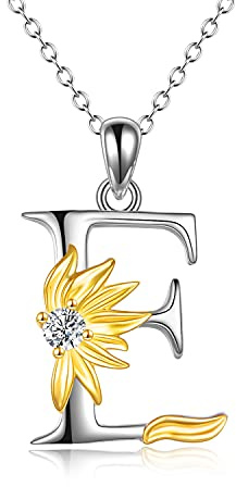 VONALA 925 Sterling Silber Sonnenblumen Halskette Sterling Silber Initial Alphabet Buchstabe Skript Name Anhänger Sonnenblumen Schmuck Geschenke für Frauen Mädchen