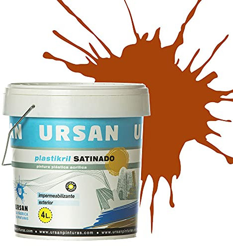 Ursan - Plastikril Satinado | Pintura Exterior Satinada - Pintura Impermeabilizante- Indicada para Fachadas con Alta Resistencia a Agentes Atmosféricos - ROJO TEJA 4L