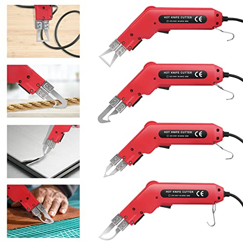 KKTECT Styrocutter Elektrischer Heißschneider 100W heißes Messer Stoffschneider Schaumschneider Schneidwerkzeug Set mit 4 Arten Messerformen zum Schneiden von Stoff/Gummi/Seil/Kunststoff/Acryl