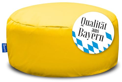 Bruni M gul sittsäck – rund sittsäck med fyllning, bekväm golvkudde, inomhus- och utomhusfotstöd, avtagbart och tvättbart överdrag för vuxna och barn