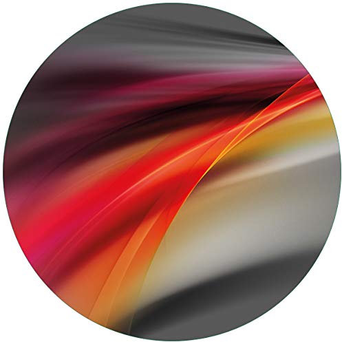 Wallario Glasbild rund Schwarz rot pink - Abstraktes Design - Rund, 50 cm Durchmesser Wandbild Glas in Premium-Qualität: Brillante Farben, freischwebende Optik