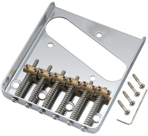 Musiclily Pro 54mm Vintage Tele Steg Bridge Barrel Messing 6-Saitenreiter für Squier und Import Telecaster T- Style E-Gitarre, Chrom