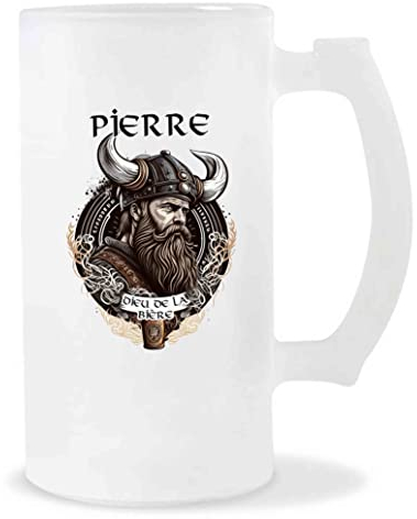 Planetee Chope de Bière Pierre Design Viking | Verre à bière pinte Cadeau Apéro Humour alcool pour amateur de bière
