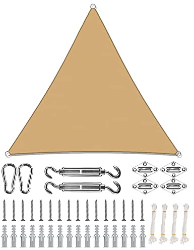 Voile d'ombrage Triangulaire 2x2x3M, Voile de Soleil Imperméable, Anti UV, Résistante Intempéries, pour Extérieur/Terrasse/Jardin - Jaune Sable