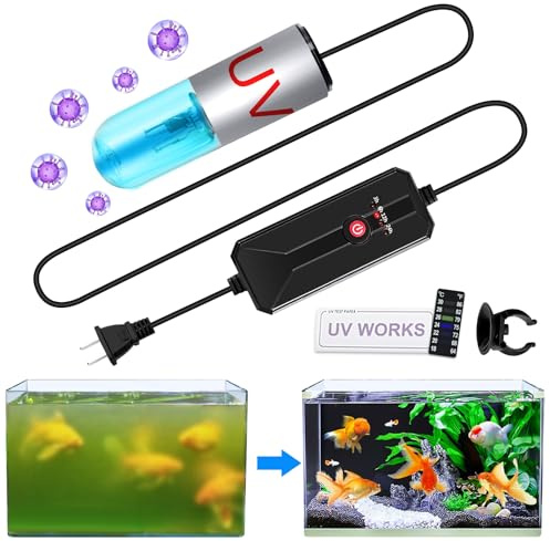 JAHEA Aquarium Clean Light,3 W mini Submersible Algae Removal Light with Timer,Aquarium Water Clean Green Clear Waterproof Clean Light for Pond,Swimming Pool