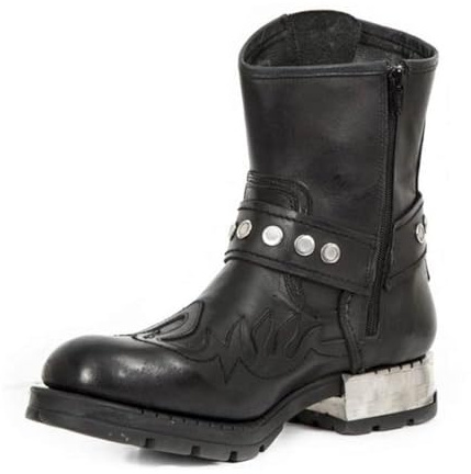 ORANDESIGNE Männer Western-Cowboy-Stiefel Vintage-Quadrat-Kopf-Ritter Stiefel Herren Hohe Hilfe Land-Art-Arbeitsstiefel Frühling Herbst Wandern Trekking-Jagd J Schwarz 42 EU
