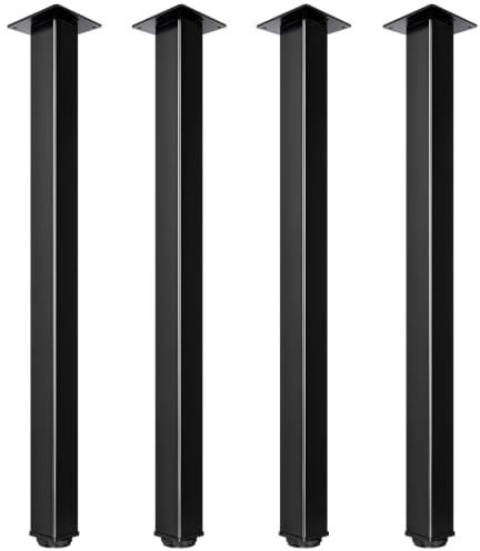 Jahof Tischbeine Metall Höhenverstellbar für Schreibtisch, Esstisch, Vierkant-Profil 50x50mm, 4 Stück (Schwarz, 75 cm)