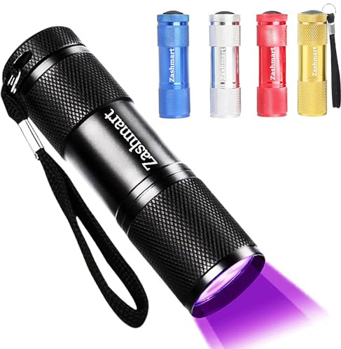ZASHMART UV-Taschenlampe, 87 mm L 9 LED-Taschenlampe, 395 Nm, UV-Harz, schwarzes tragbares Licht, UV-Licht, Haustier-Urin-Detektor, 26 mm Durchmesser, UV-Licht, Hundelicht, Haustierbett-Licht,